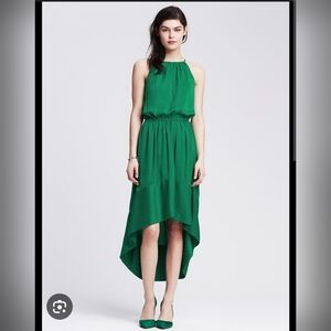 Banana Republic Size 2 Colorblock Emerald Green Patio Dress